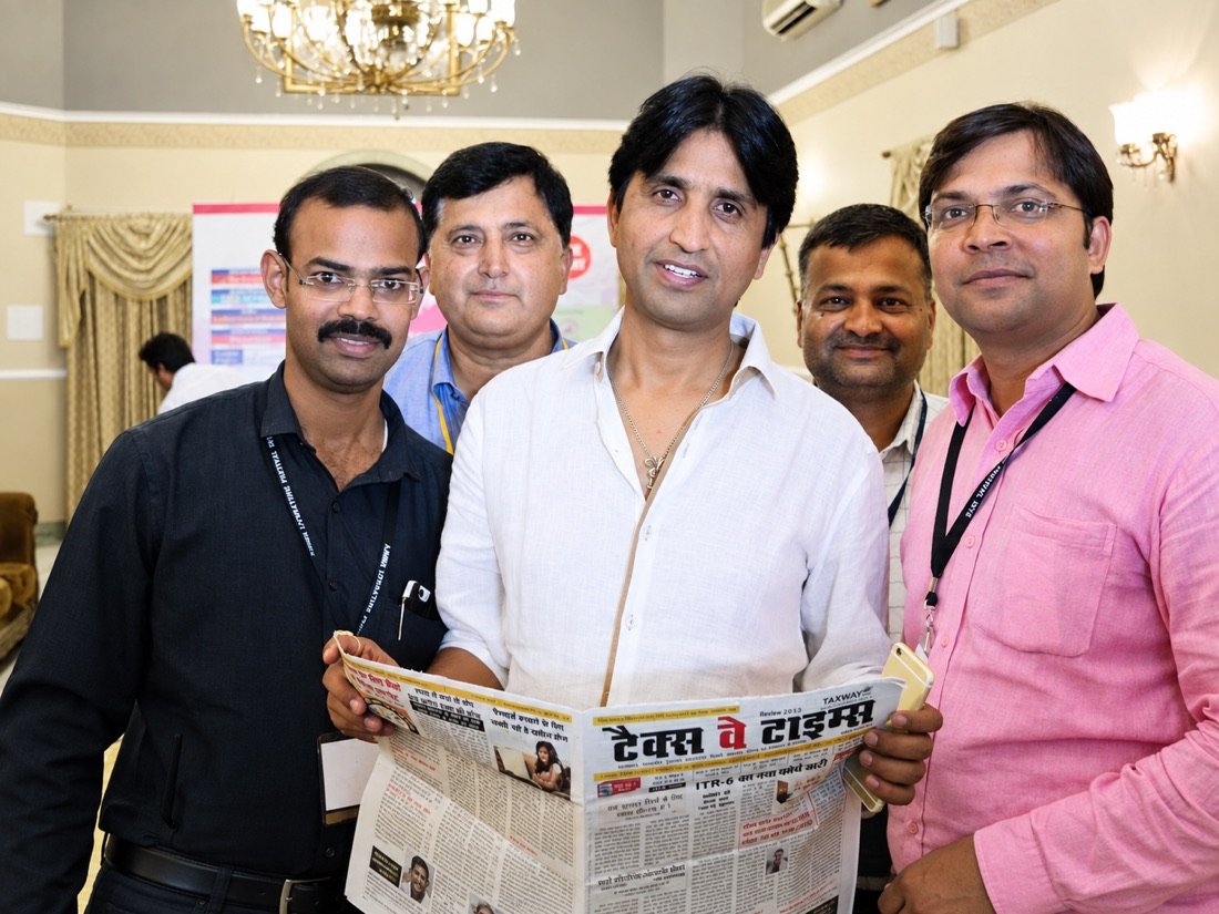 Niranjan Mahawar with guests at a literary gathering