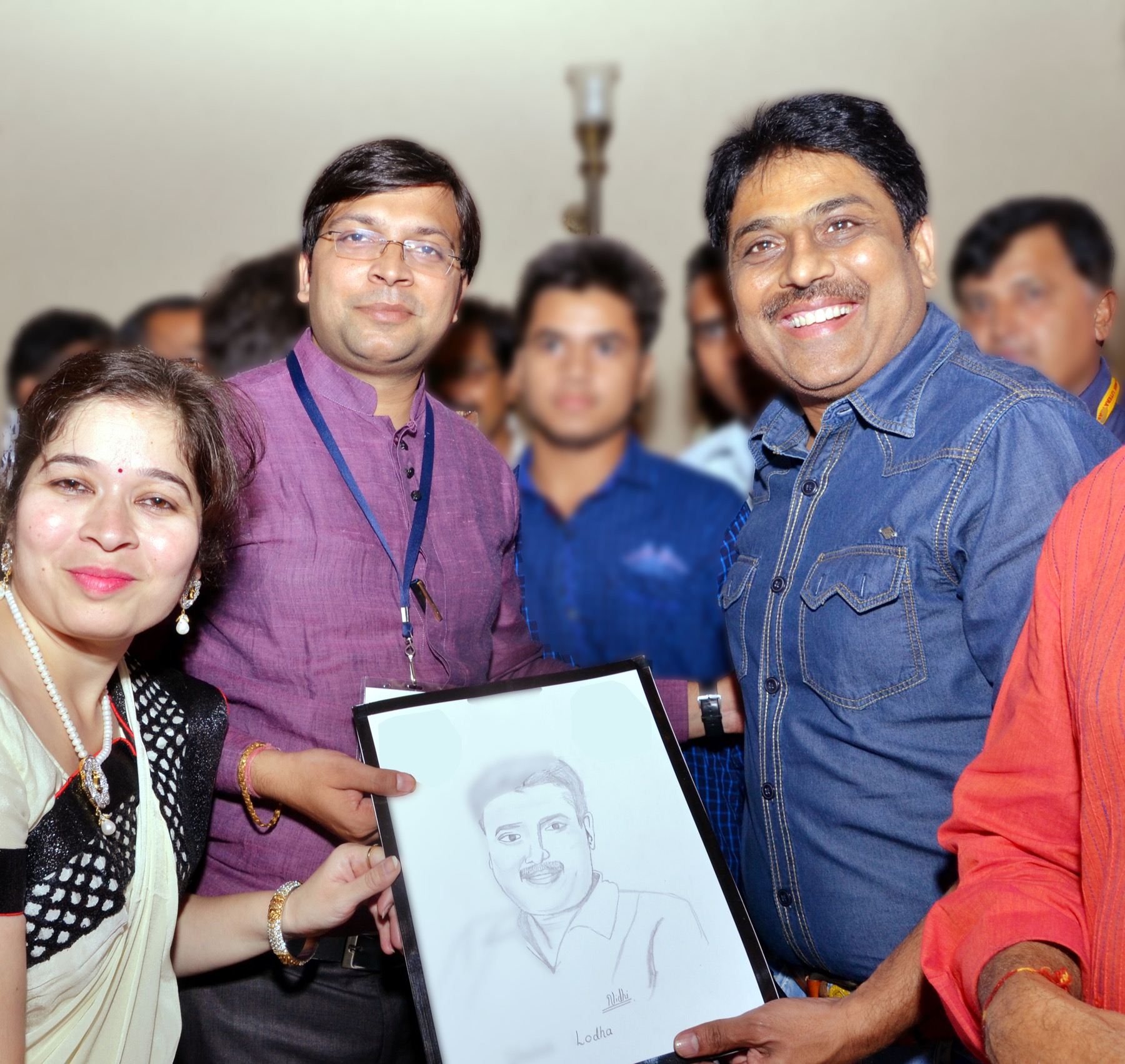 Niranjan Mahawar presenting artwork at a public gathering