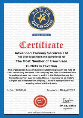 National record certificate for taxation franchise outlets